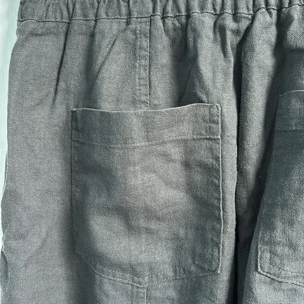 Zara Linen Blend Knickerbocker Drawstring Grey Pull On Pant Size US Small
